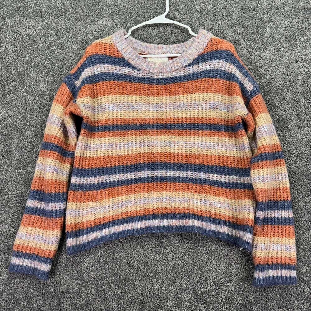 Leela & Lavender Sweater Womens Small Multicolor Striped Waffle Knit Pullover
